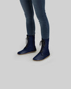 Men's Navy Blue Barefoot Boot - Handcrafted Calf Leather Wide Toe Box | Bespoky