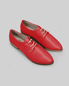 Women's Red Pointed Toe Oxford - Handcrafted Calf Leather Wide Toe Box | Bespoky