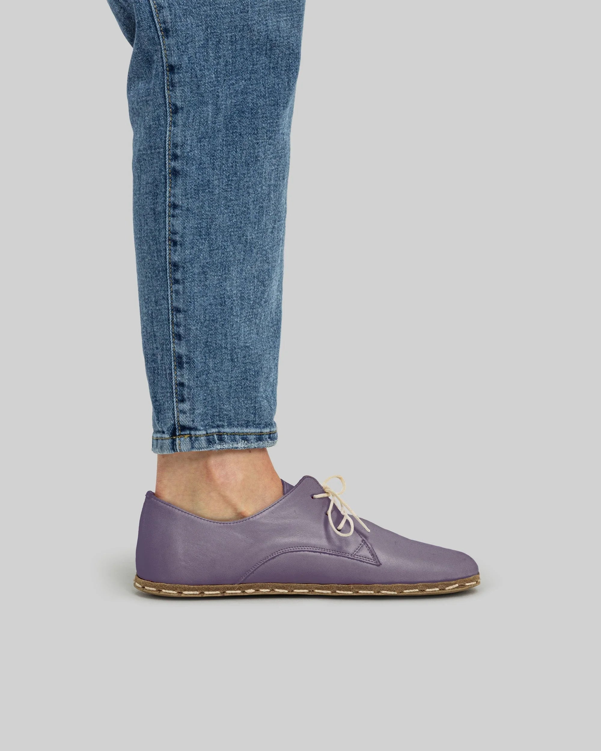 Pair Purple Oxford Shoes - Barefoot Wide Toe Calf Leather | Bespoky