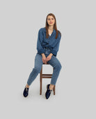 Back view Navy Blue Pointed Toe Oxford - Calf Leather Handcrafted | Bespoky