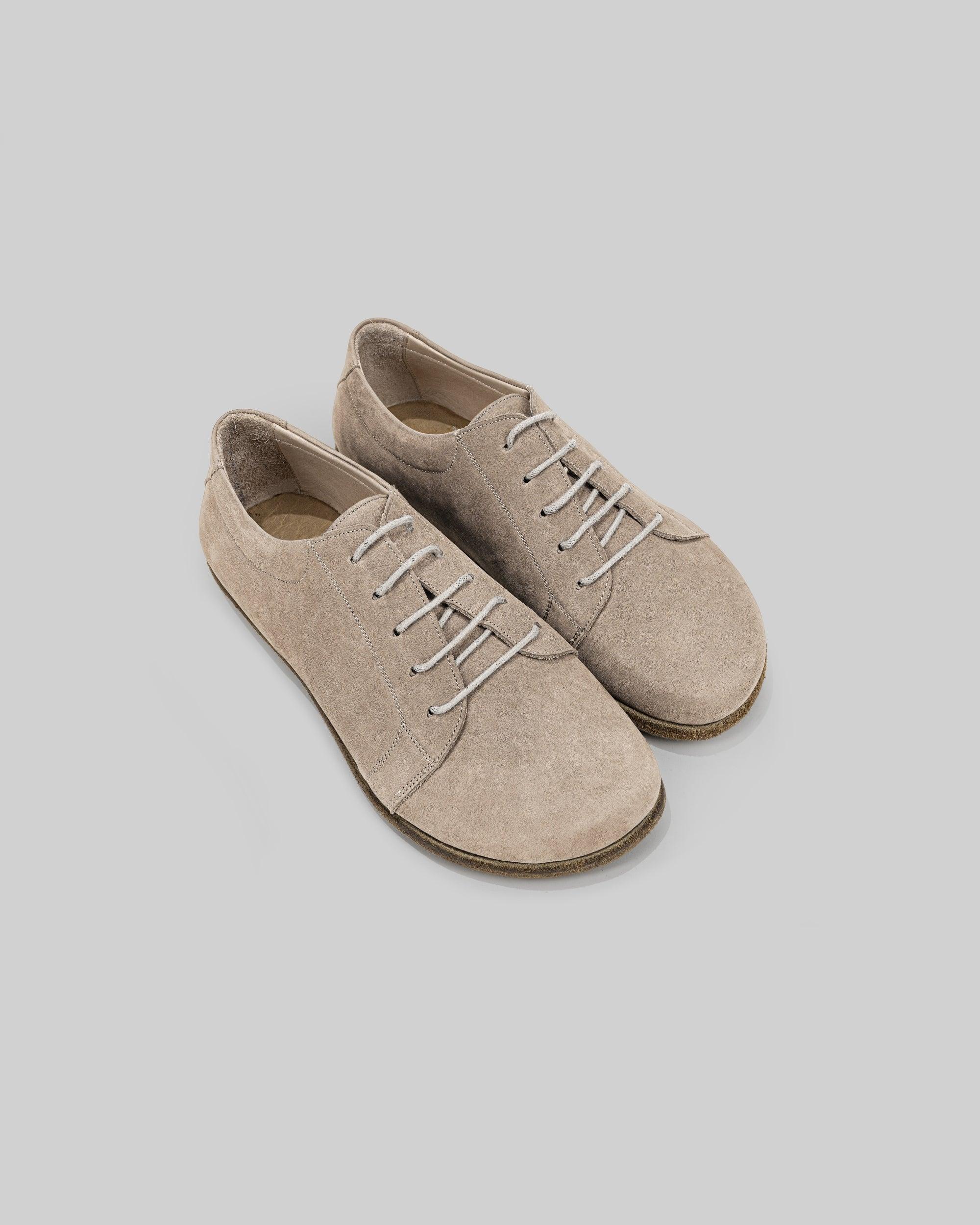 Women's Beige Barefoot Sneaker - Handcrafted Calf Leather Wide Toe Box | Bespoky