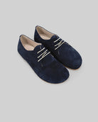 Men's Navy Suede Oxford Shoes - Handcrafted Calf Leather Wide Toe Box | Bespoky