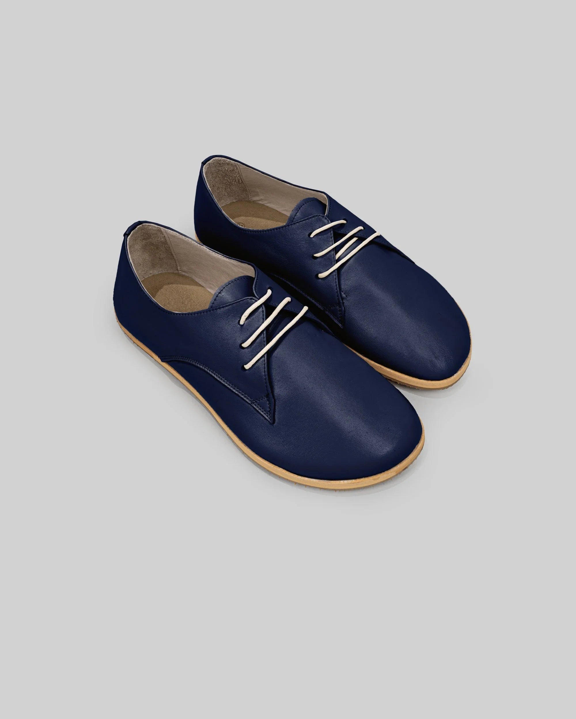Men's Navy Blue Oxford Shoes - Handcrafted Calf Leather Wide Toe Box | Bespoky