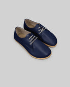 Women's Navy Blue Oxford Shoes - Handcrafted Calf Leather Wide Toe Box | Bespoky
