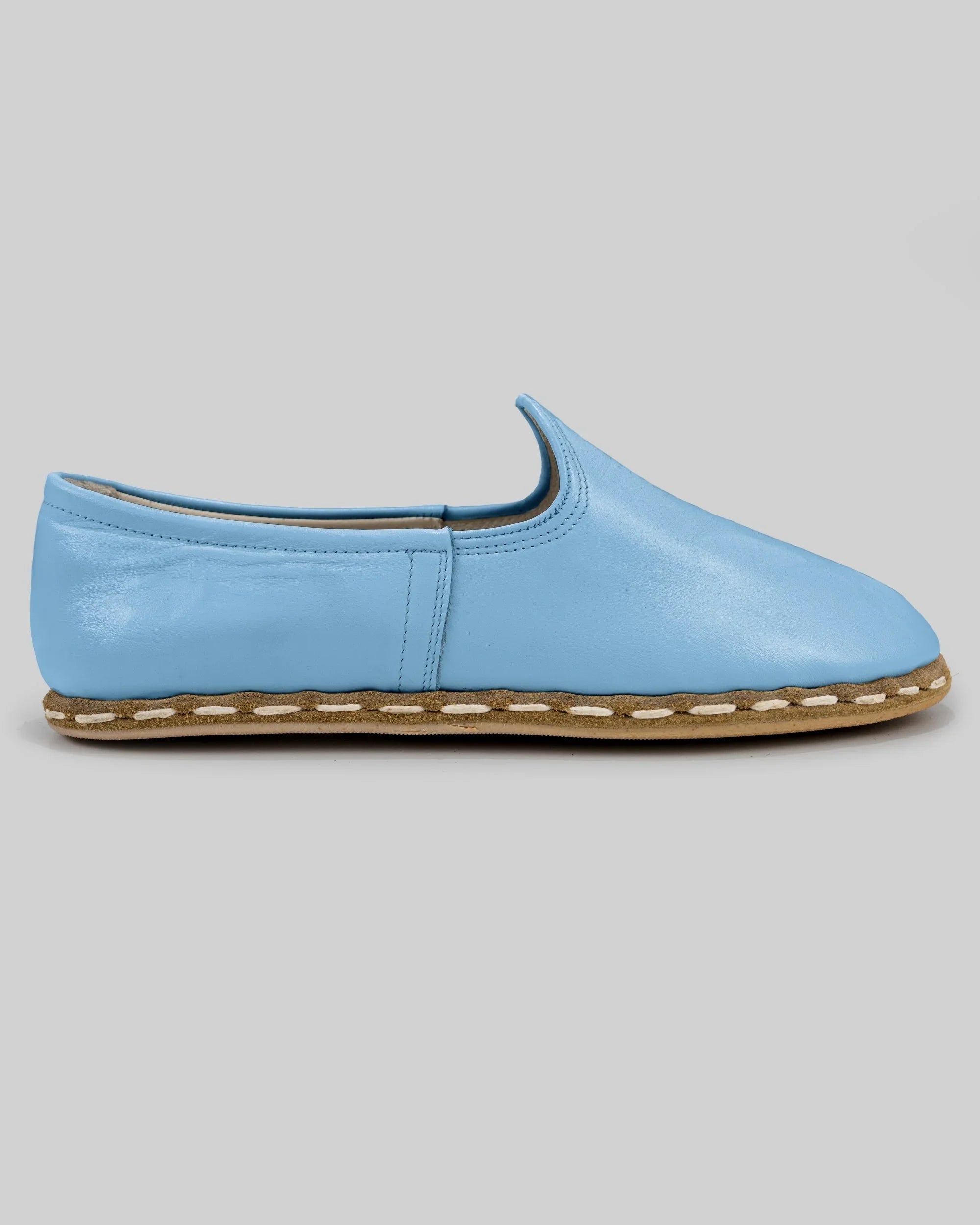 Top view Baby Blue Yemeni Shoes - Handcrafted Calf Leather | Bespoky