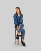 Back view Navy Blue Oxford Shoes - Calf Leather Handcrafted | Bespoky