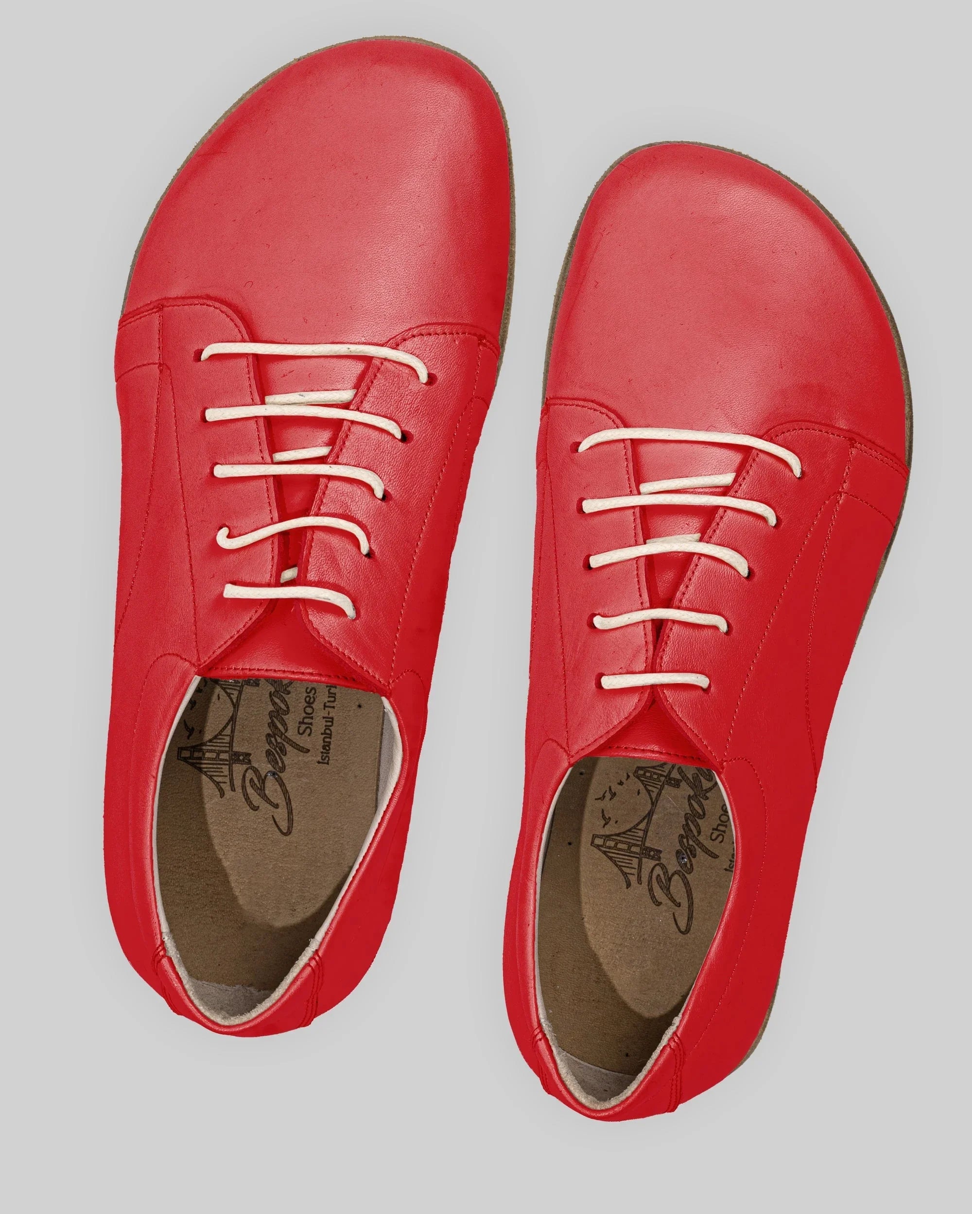 Side view Red Barefoot Sneaker - Calf Leather Zero Drop | Bespoky