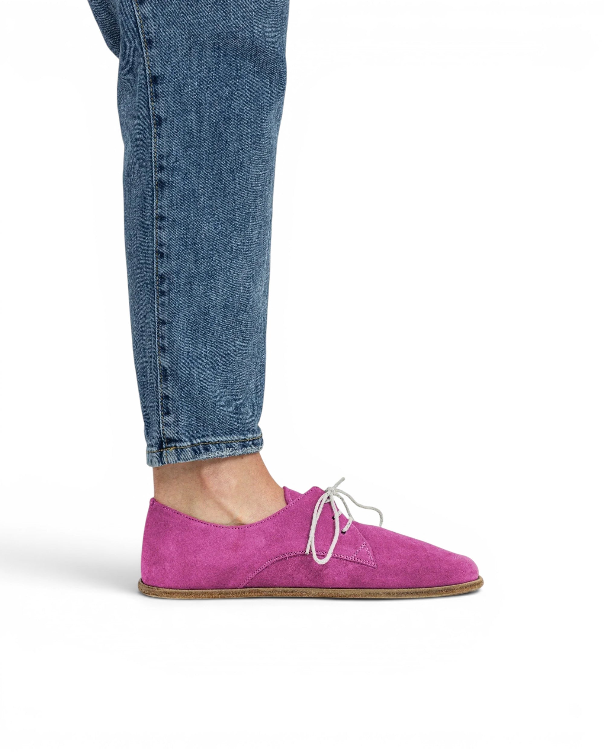 Pair Pink Oxford Shoes - Barefoot Wide Toe Calf Leather | Bespoky