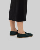 Detail Dark Green Barefoot Shoes - Handcrafted Calf Leather Turkey | Bespoky