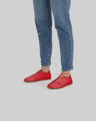 Detail Red Barefoot Sneaker - Handcrafted Calf Leather Turkey | Bespoky