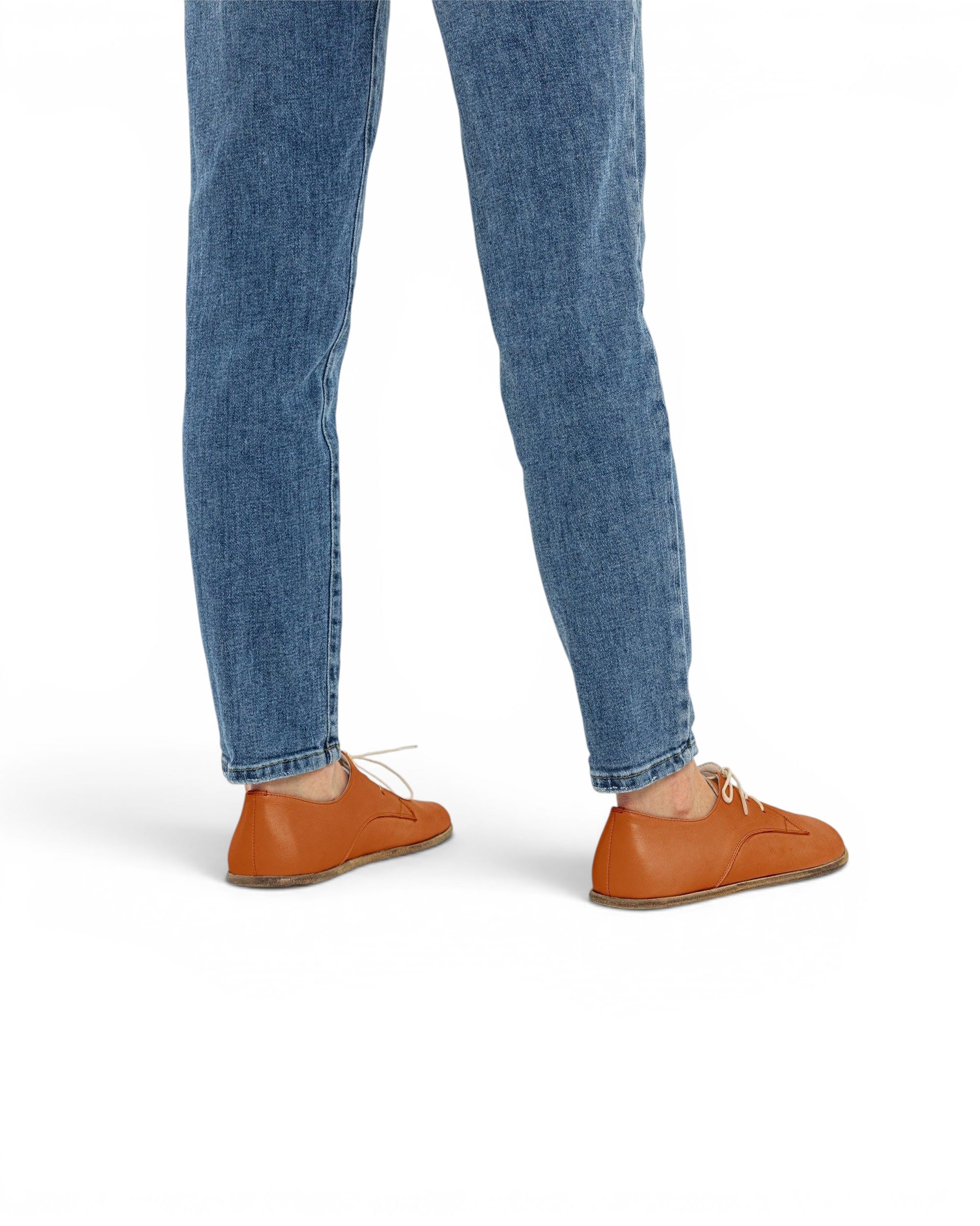 Close-up calf leather - Orange Oxford Shoes Detail | Bespoky