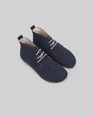 Men's Navy Nubuck Ankle Boots - Handcrafted Calf Leather Wide Toe Box | Bespoky