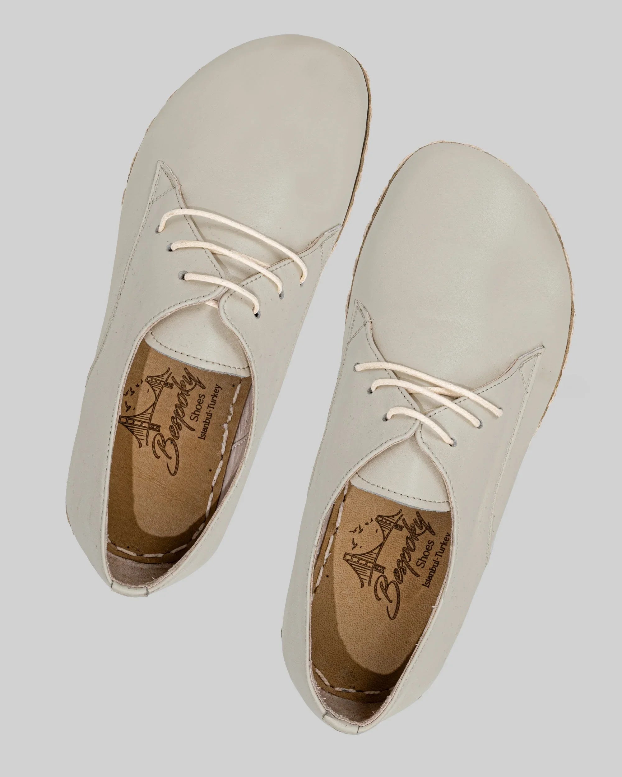Back view Lucas Beige Oxford Shoes - Calf Leather Handcrafted | Bespoky