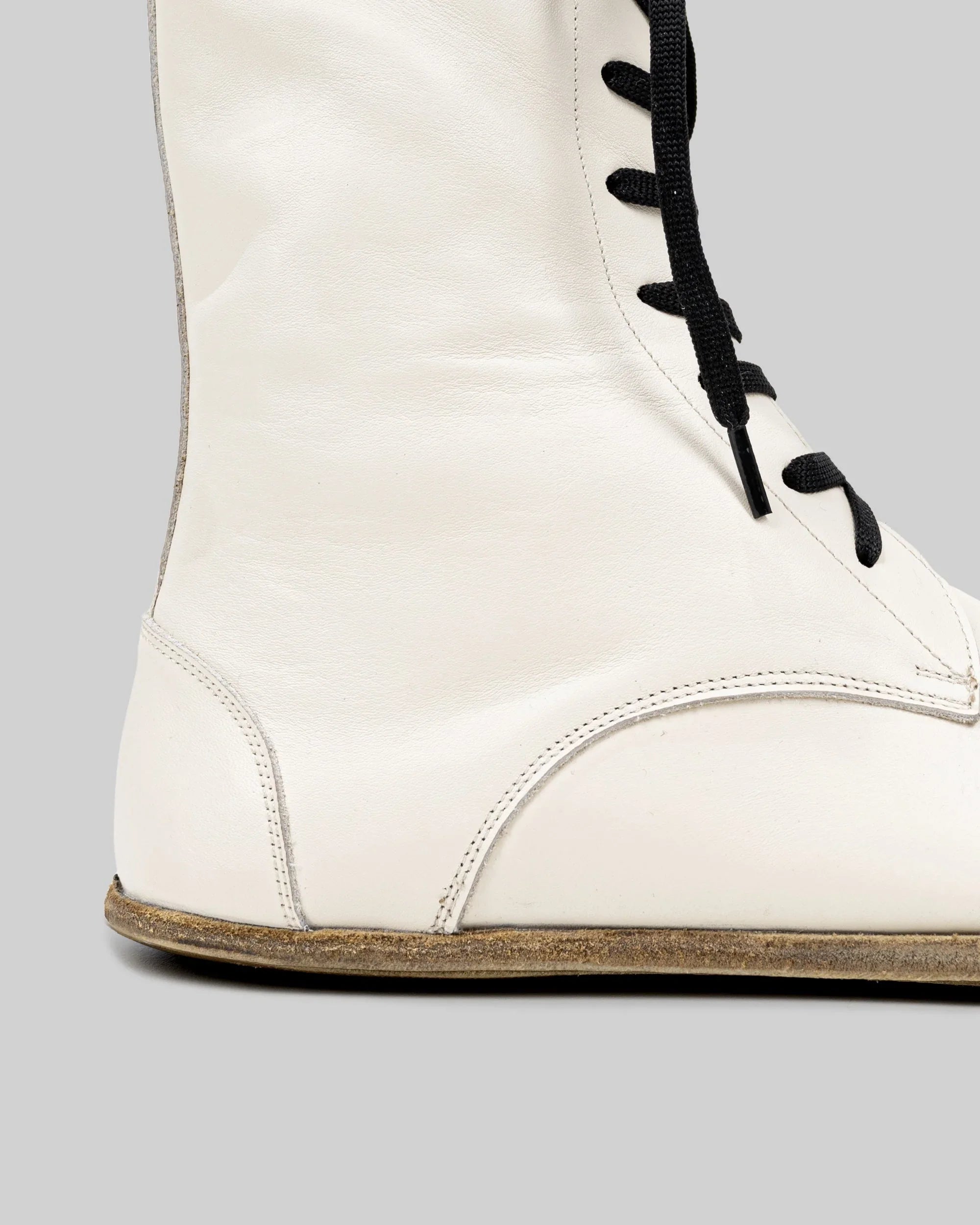 Side view Cream Barefoot Boot - Calf Leather Zero Drop | Bespoky