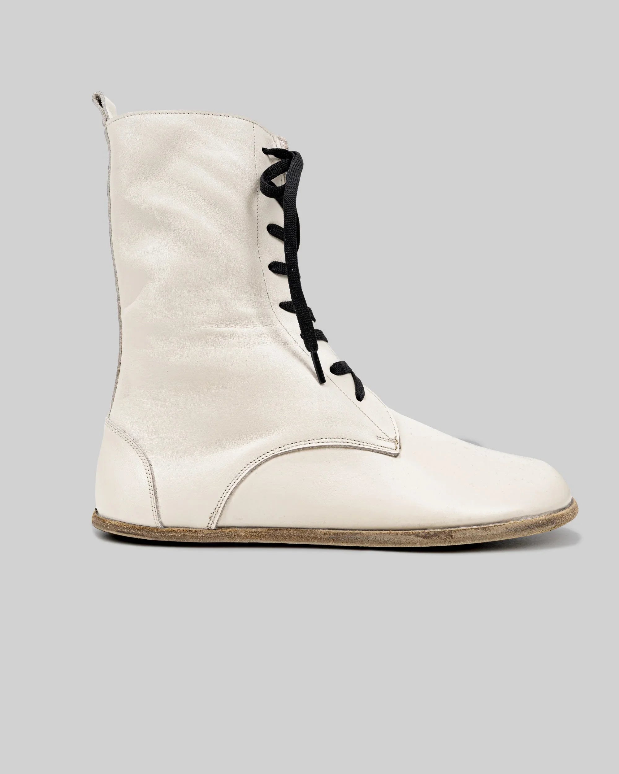 Pair Cream Barefoot Boot - Barefoot Wide Toe Calf Leather | Bespoky