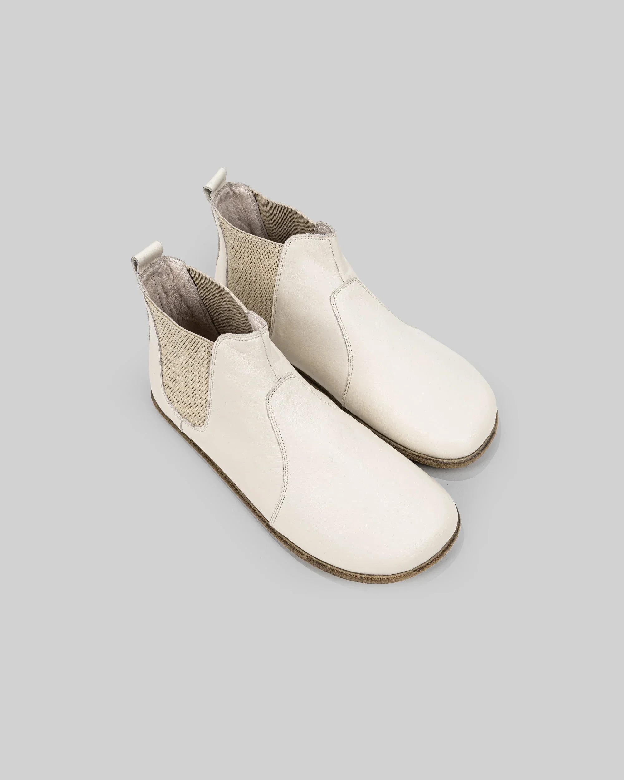 Men's Cream Chelsea Boots - Handcrafted Calf Leather Wide Toe Box | Bespoky
