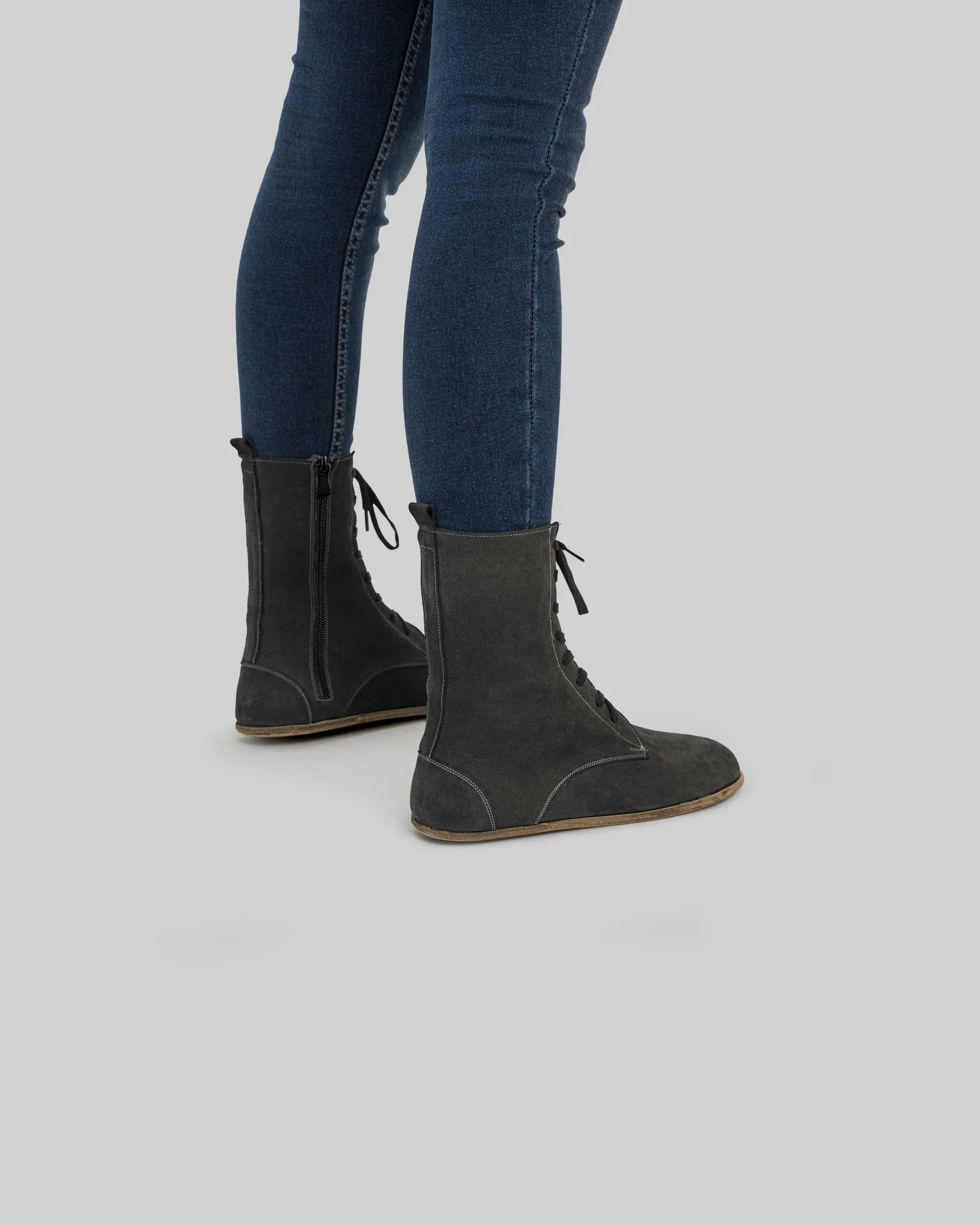 Detail Smoked Nubuck Barefoot Boot - Handcrafted Calf Leather Turkey | Bespoky