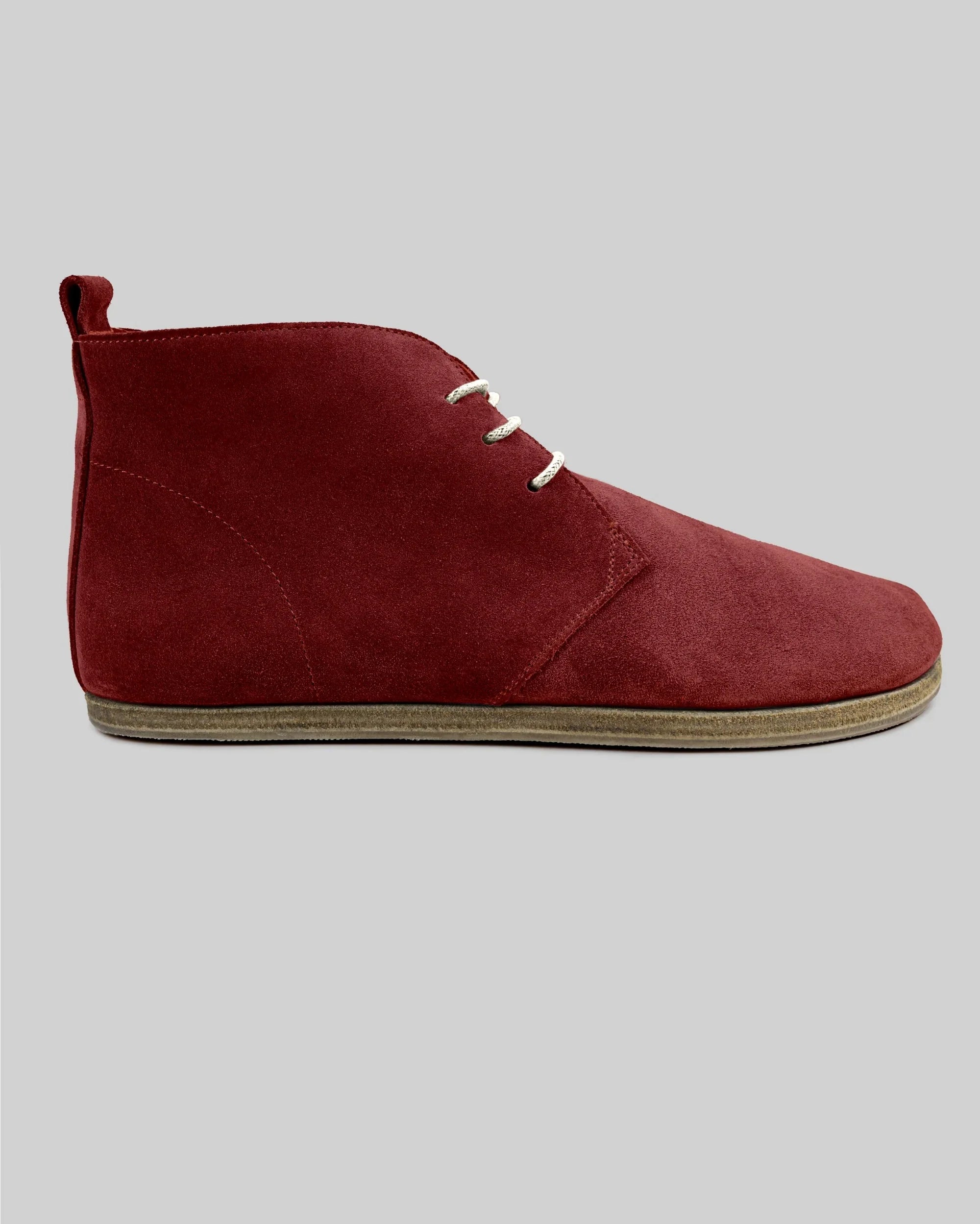 Detail Burgundy Suede Ankle Boots - Handcrafted Calf Leather Turkey | Bespoky