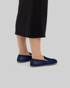 Detail Navy Blue Barefoot Shoes - Handcrafted Calf Leather Turkey | Bespoky
