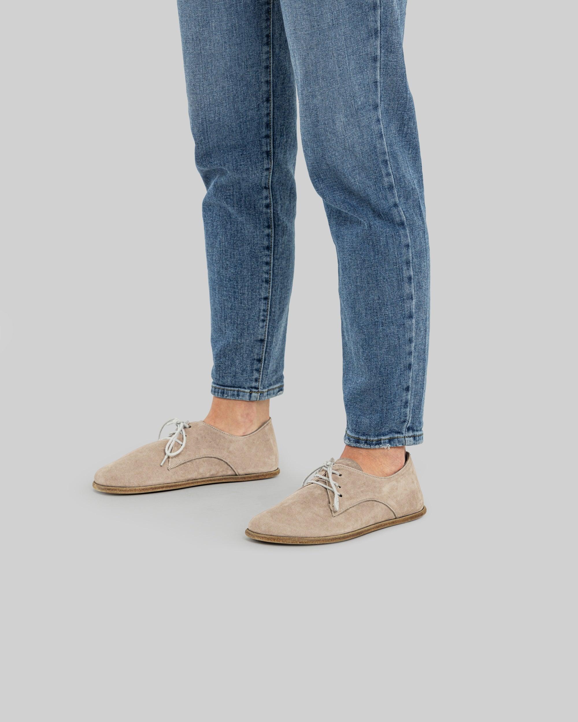Top view Beige Nubuck Oxford Shoes - Handcrafted Calf Leather | Bespoky