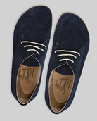 Side view Navy Suede Oxford Shoes - Calf Leather Zero Drop | Bespoky