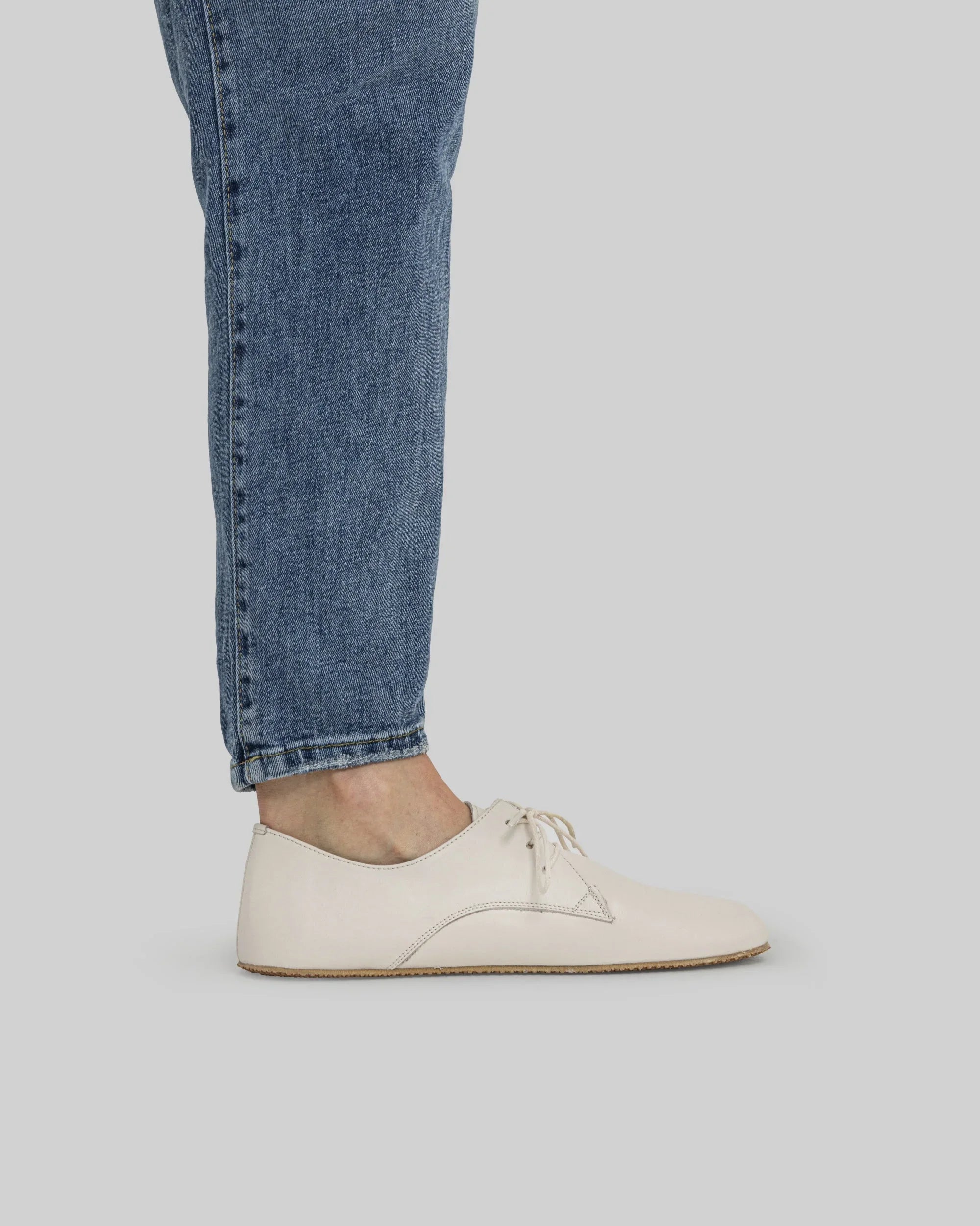 Side view Cream Oxford Shoes - Calf Leather Zero Drop | Bespoky