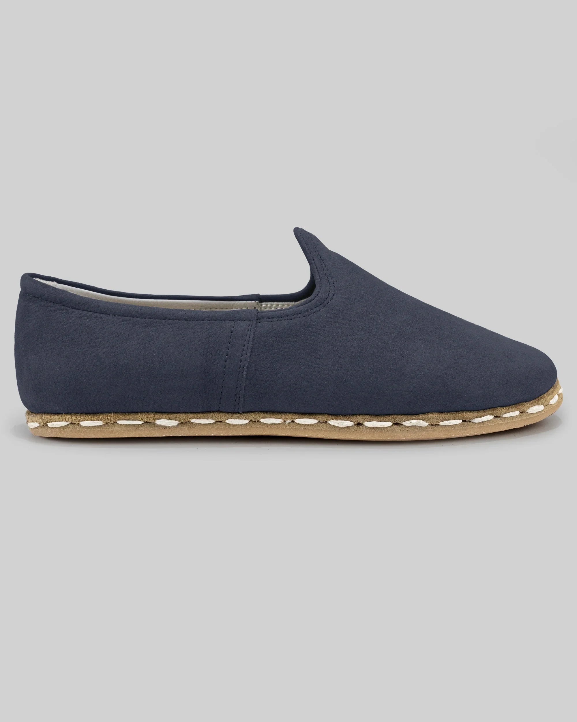Top view Navy Blue Nubuck Yemeni Shoes - Handcrafted Calf Leather | Bespoky