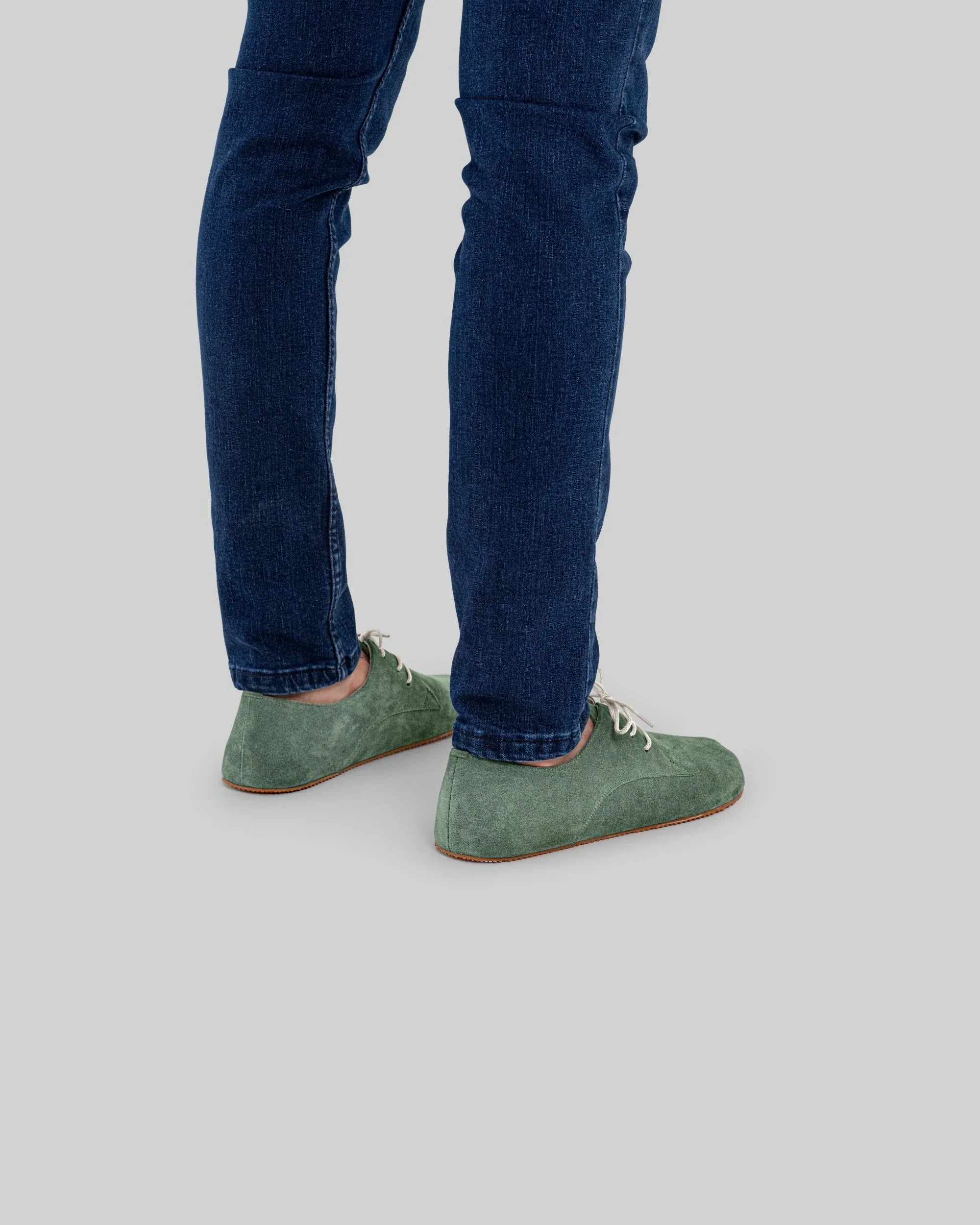 Pair Green Oxford Shoes - Barefoot Wide Toe Calf Leather | Bespoky