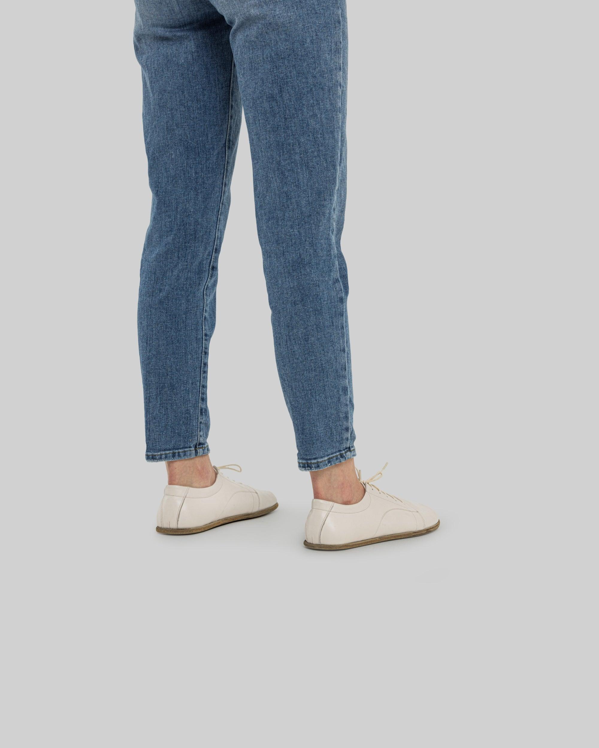 Pair Cream Barefoot Sneaker - Barefoot Wide Toe Calf Leather | Bespoky