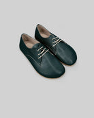 Men's Dark Green Oxford Shoes - Handcrafted Calf Leather Wide Toe Box | Bespoky