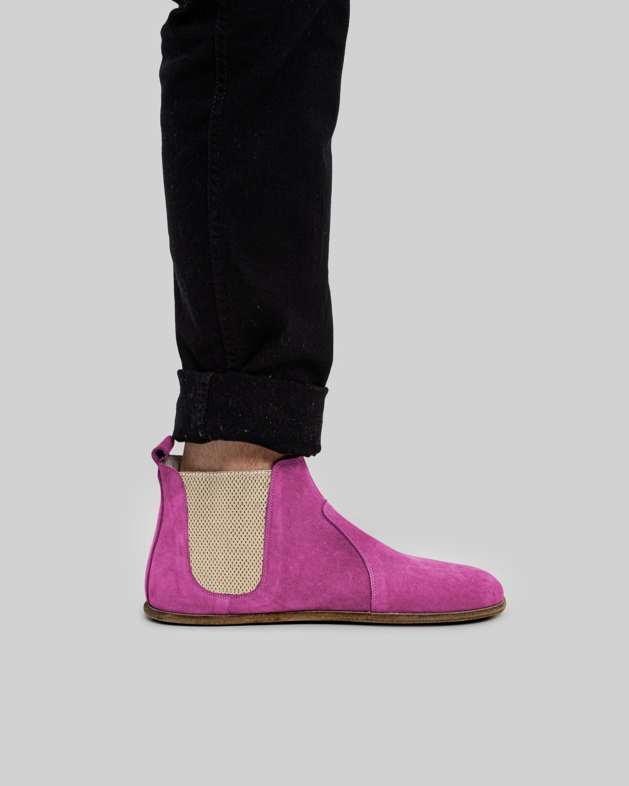 Back view Pink Nubuck Chelsea Boots - Calf Leather Handcrafted | Bespoky