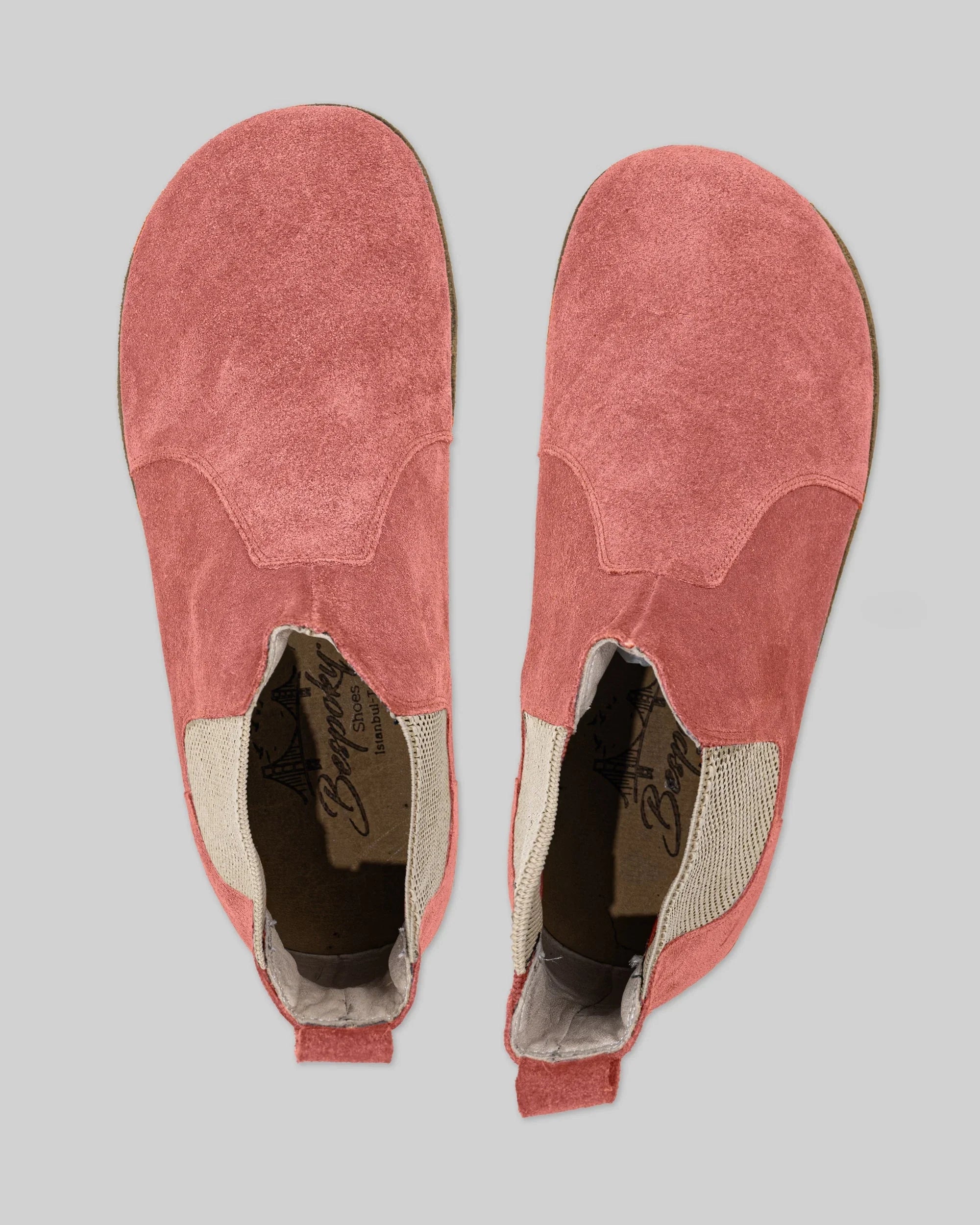 Side view Pink Suede Chelsea Boots - Calf Leather Zero Drop | Bespoky