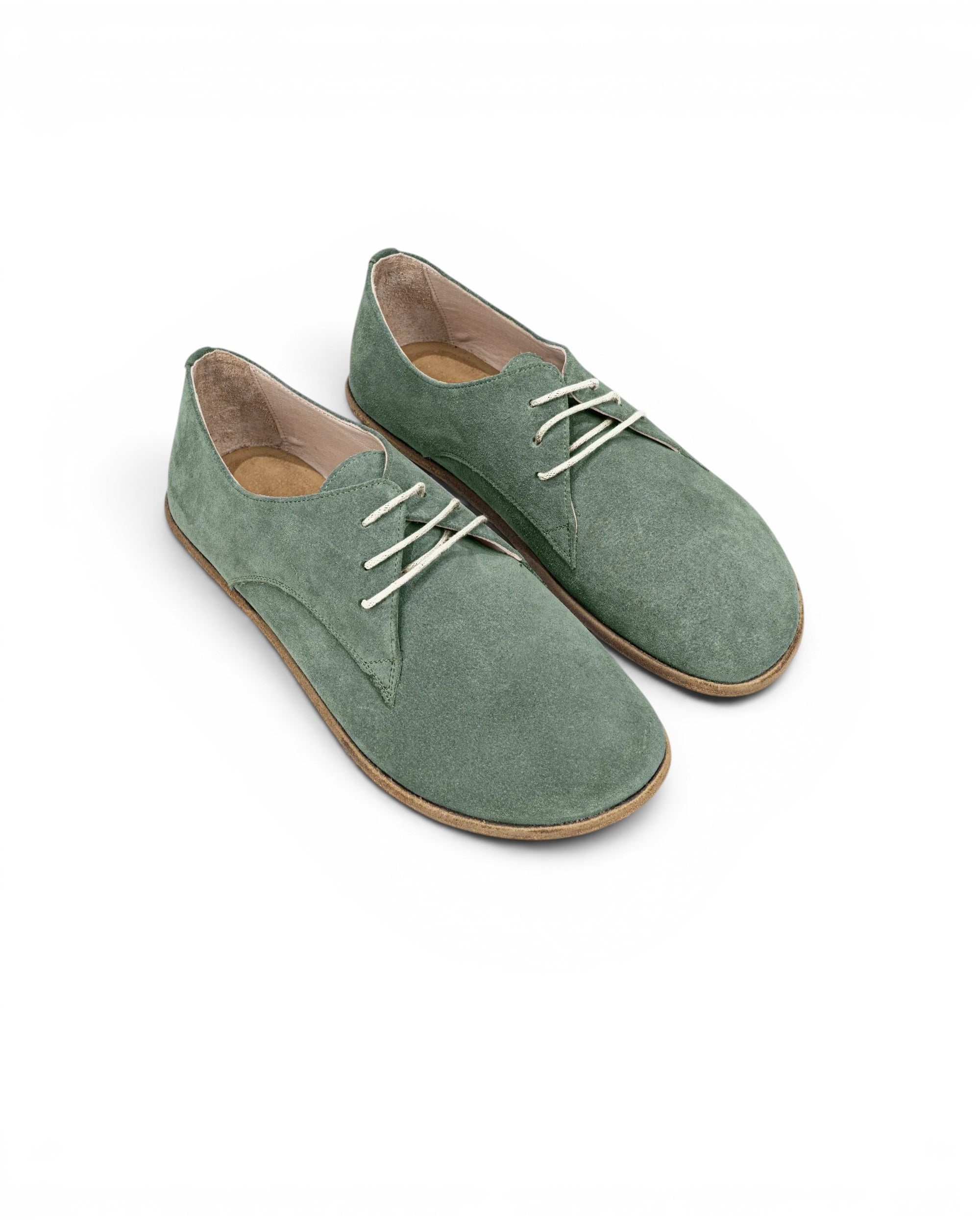 Women's Green Oxford Shoes - Handcrafted Calf Leather Wide Toe Box | Bespoky