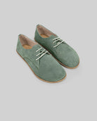 Men's Green Suede Oxford Shoes - Handcrafted Calf Leather Wide Toe Box | Bespoky