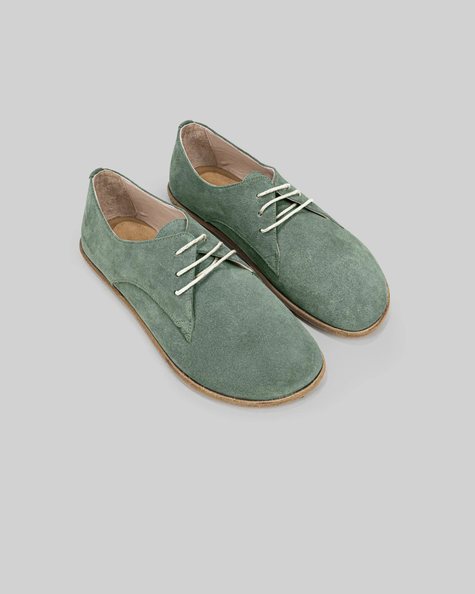 Men's Green Suede Oxford Shoes - Handcrafted Calf Leather Wide Toe Box | Bespoky