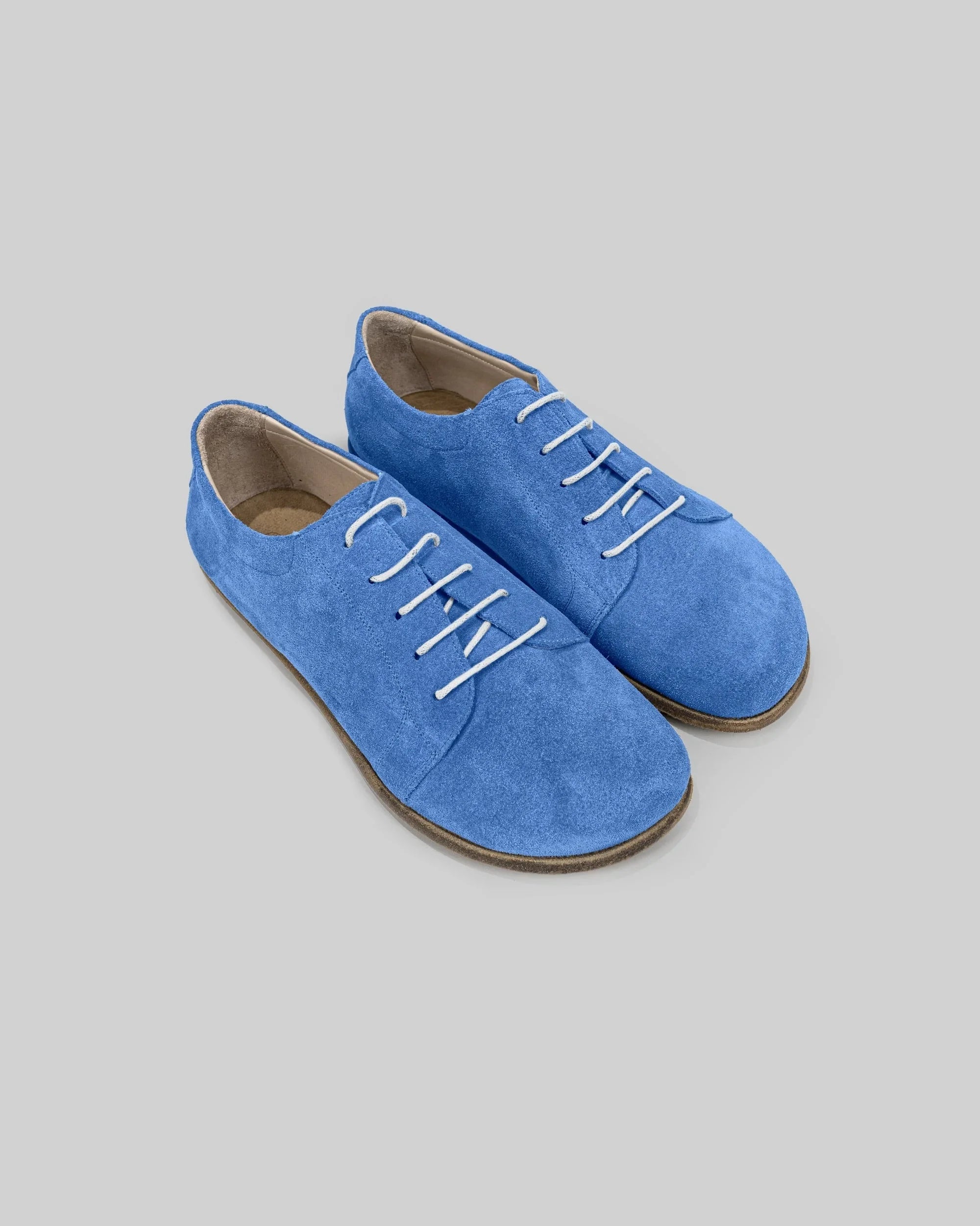Men's Blue Suede Barefoot Sneaker - Handcrafted Calf Leather Wide Toe Box | Bespoky