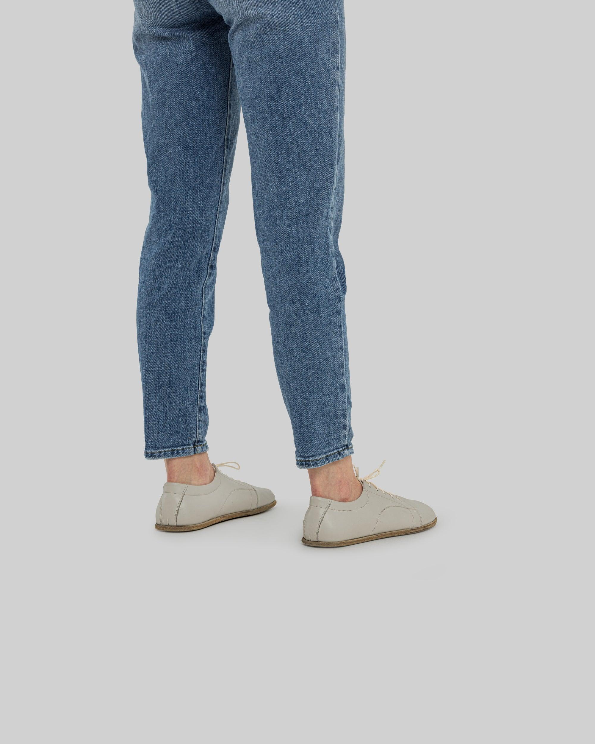 Top view Lucas Beige Barefoot Sneaker - Handcrafted Calf Leather | Bespoky