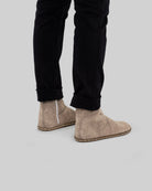 Pair Beige Nubuck Chelsea Boots - Barefoot Wide Toe Calf Leather | Bespoky