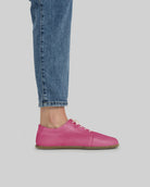 Back view Fuchsia Barefoot Sneaker - Calf Leather Handcrafted | Bespoky