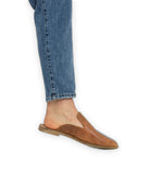 Side view Brown Pointed Toe Mules - Calf Leather Zero Drop | Bespoky