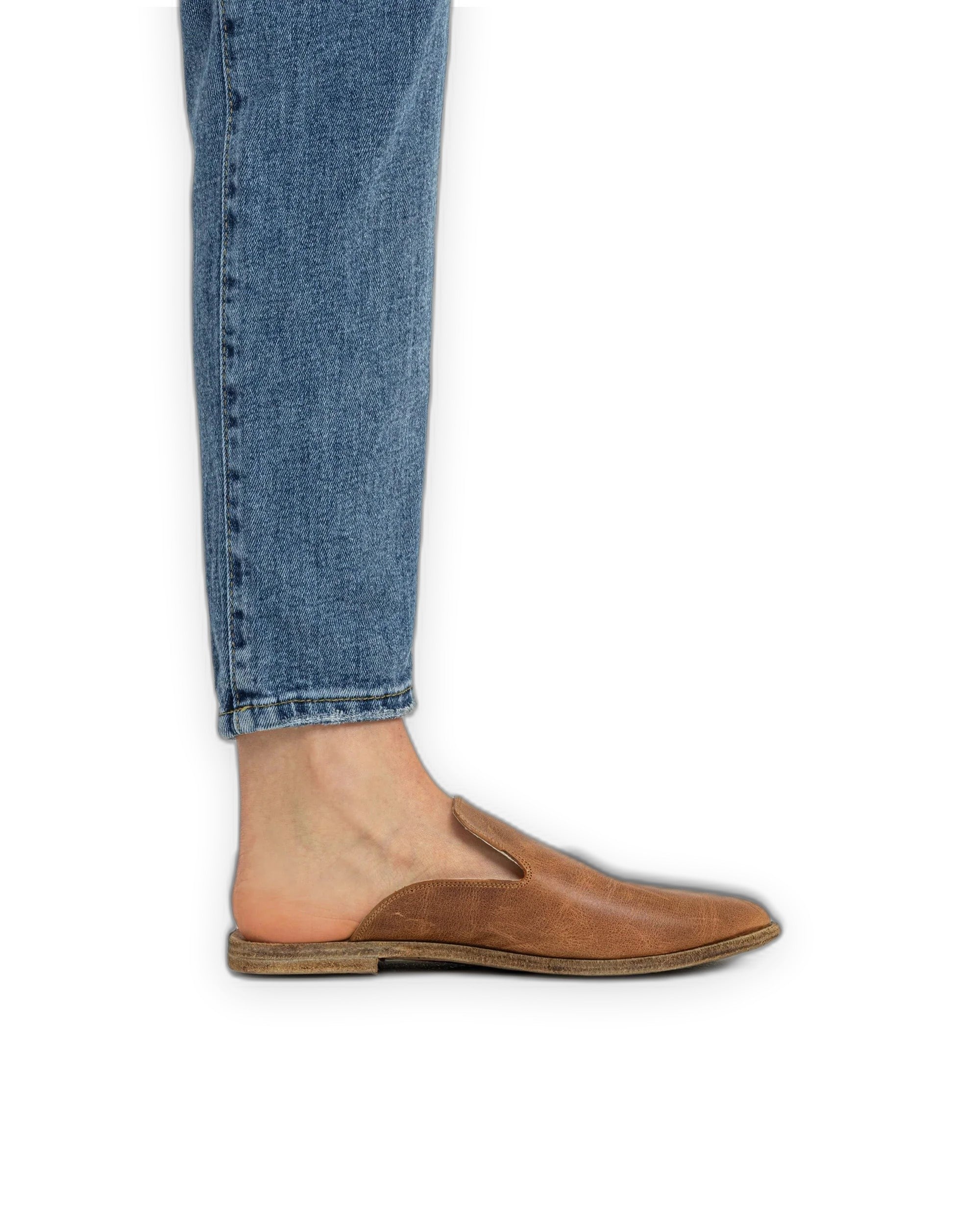 Detail Brown Pointed Toe Mules - Handcrafted Calf Leather Turkey | Bespoky