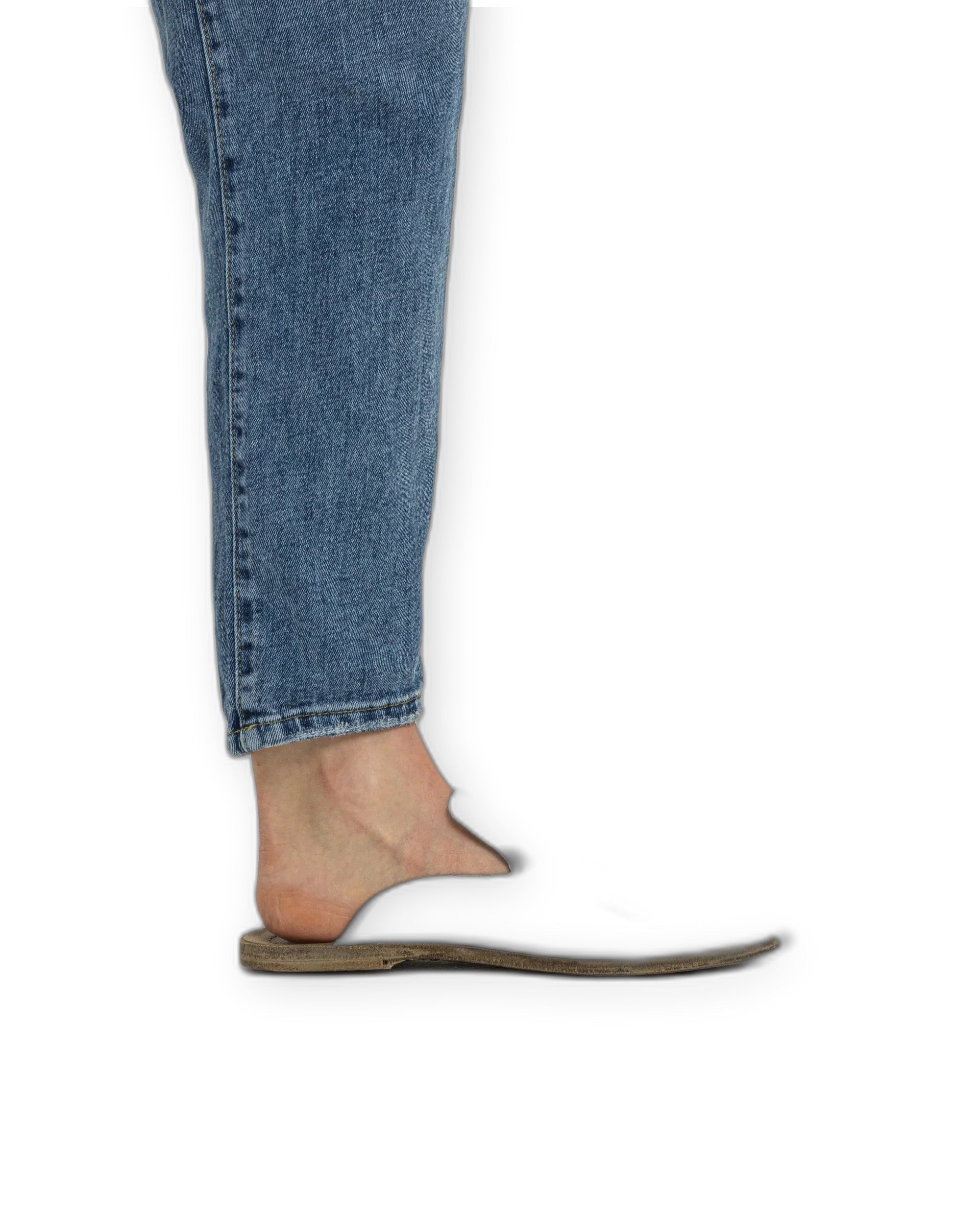 Side view White Pointed Toe Mules - Calf Leather Zero Drop | Bespoky