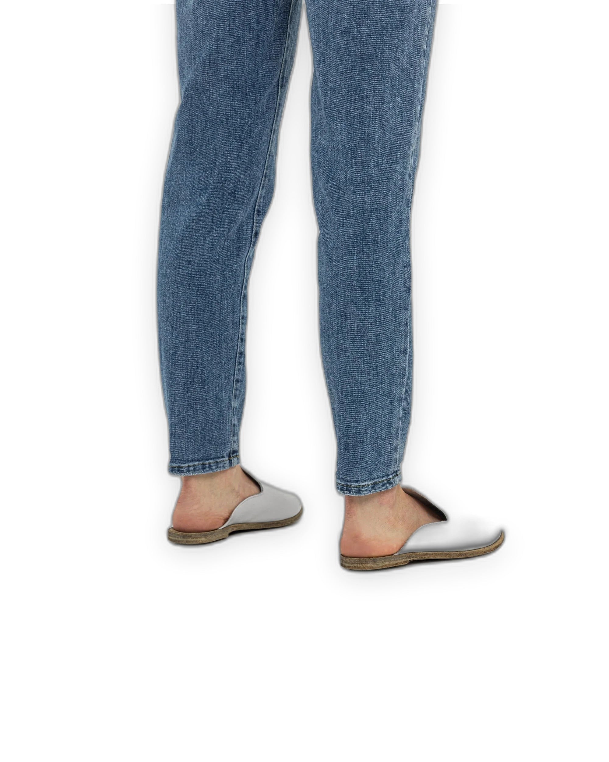 Top view White Pointed Toe Mules - Handcrafted Calf Leather | Bespoky