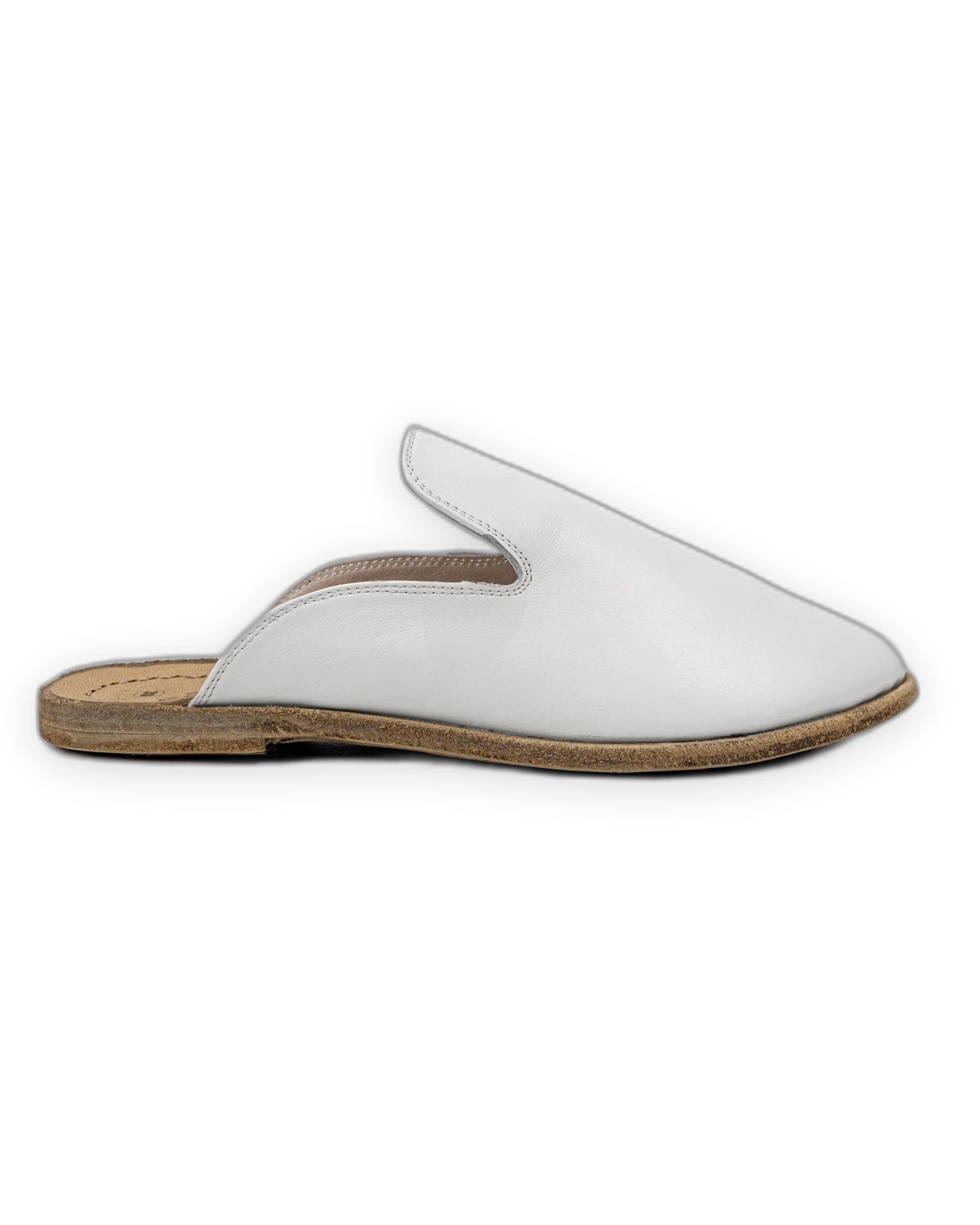 Back view White Pointed Toe Mules - Calf Leather Handcrafted | Bespoky