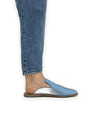 Pair Baby Blue Pointed Toe Mules - Barefoot Wide Toe Calf Leather | Bespoky