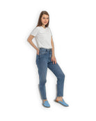 Back view Baby Blue Pointed Toe Mules - Calf Leather Handcrafted | Bespoky