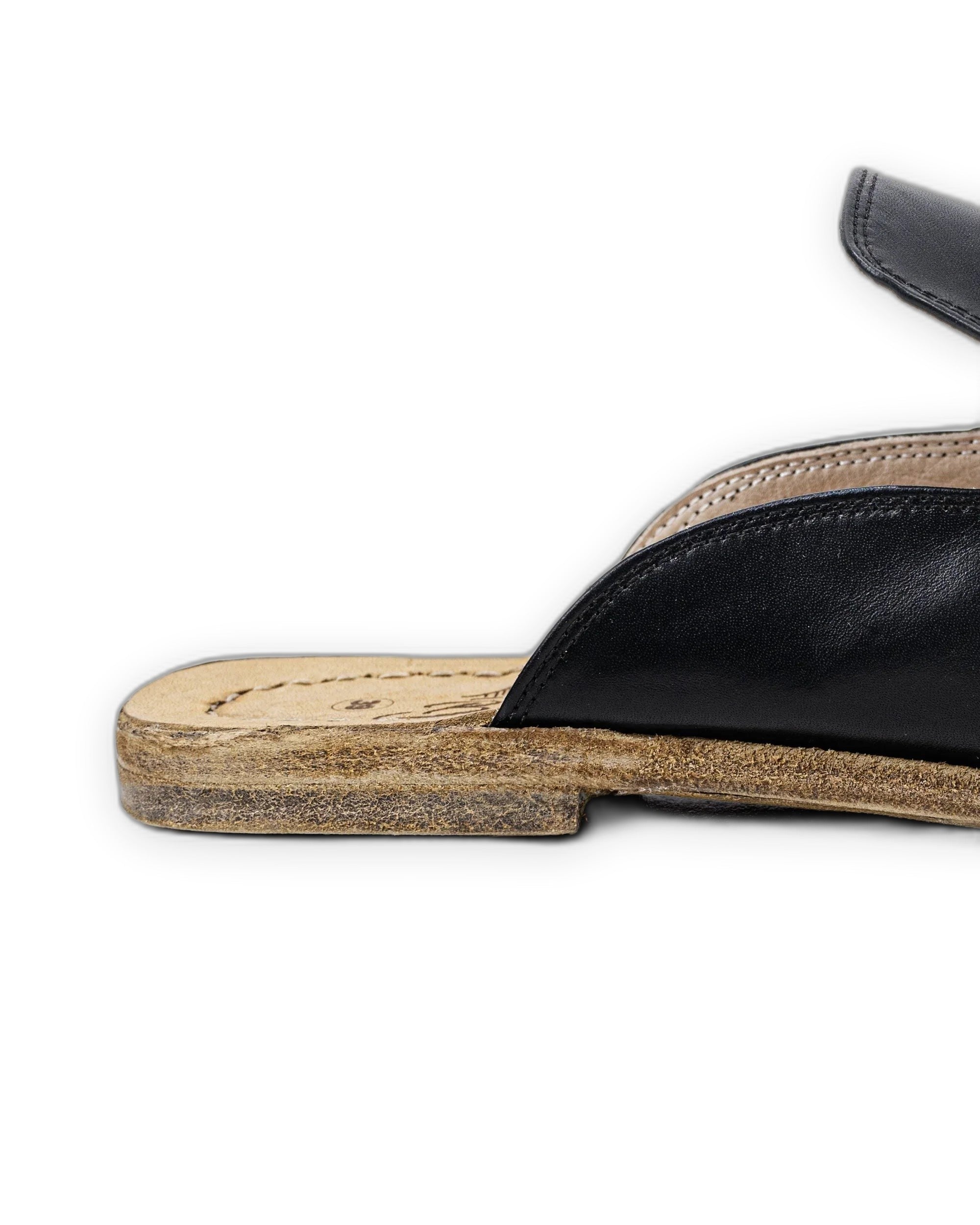 Detail Black Pointed Toe Mules - Handcrafted Calf Leather Turkey | Bespoky
