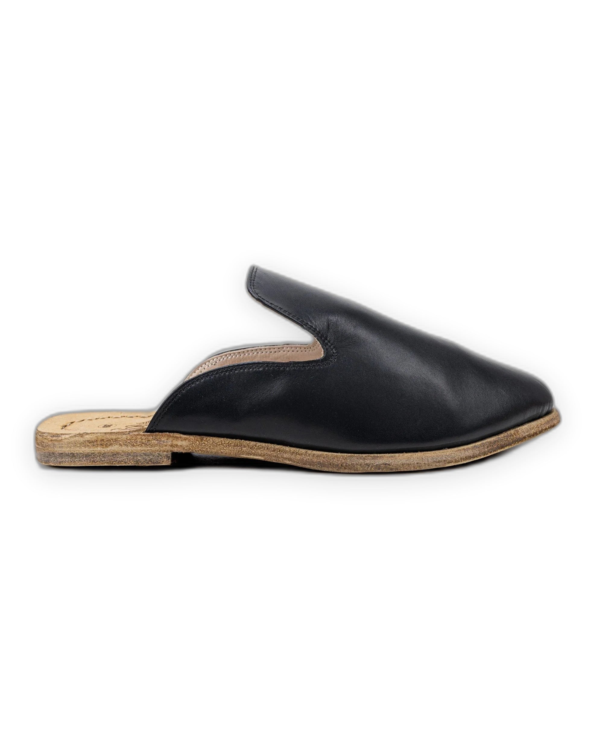 Back view Black Pointed Toe Mules - Calf Leather Handcrafted | Bespoky