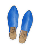 Side view Blue Pointed Toe Mules - Calf Leather Zero Drop | Bespoky