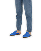 Back view Blue Pointed Toe Mules - Calf Leather Handcrafted | Bespoky